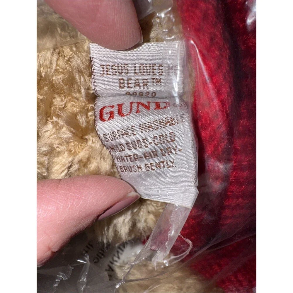 Gund Brown Teddy Bear Plush Red Sweater “Jesus love Me” NIP 12-14”